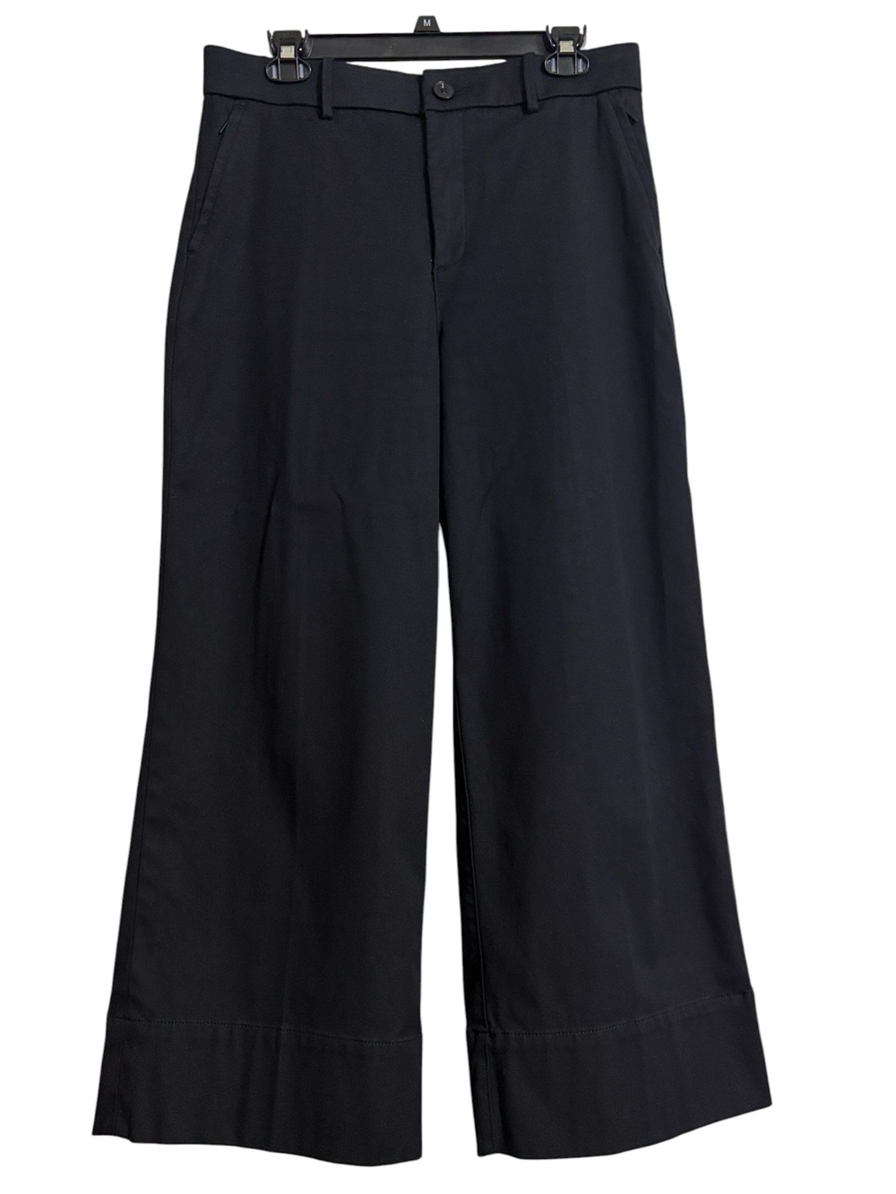 SPANX Super Smooth Stretch Twill Wide Leg Crop Pants in Black, Large